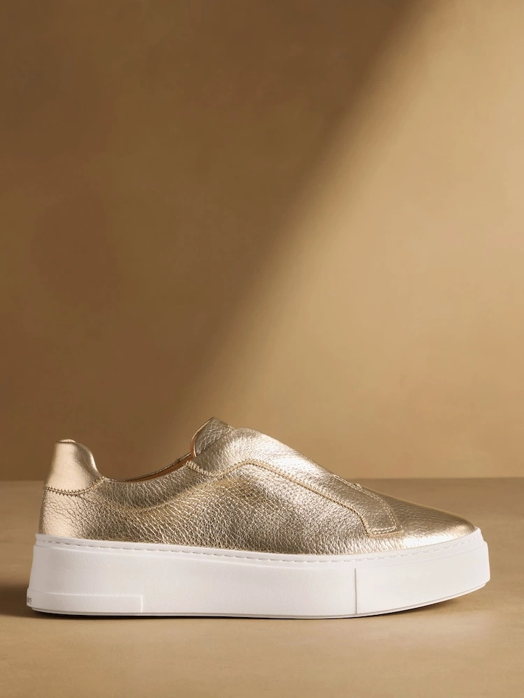 Gold Laceless Flatform Slip-On Trainers image 5