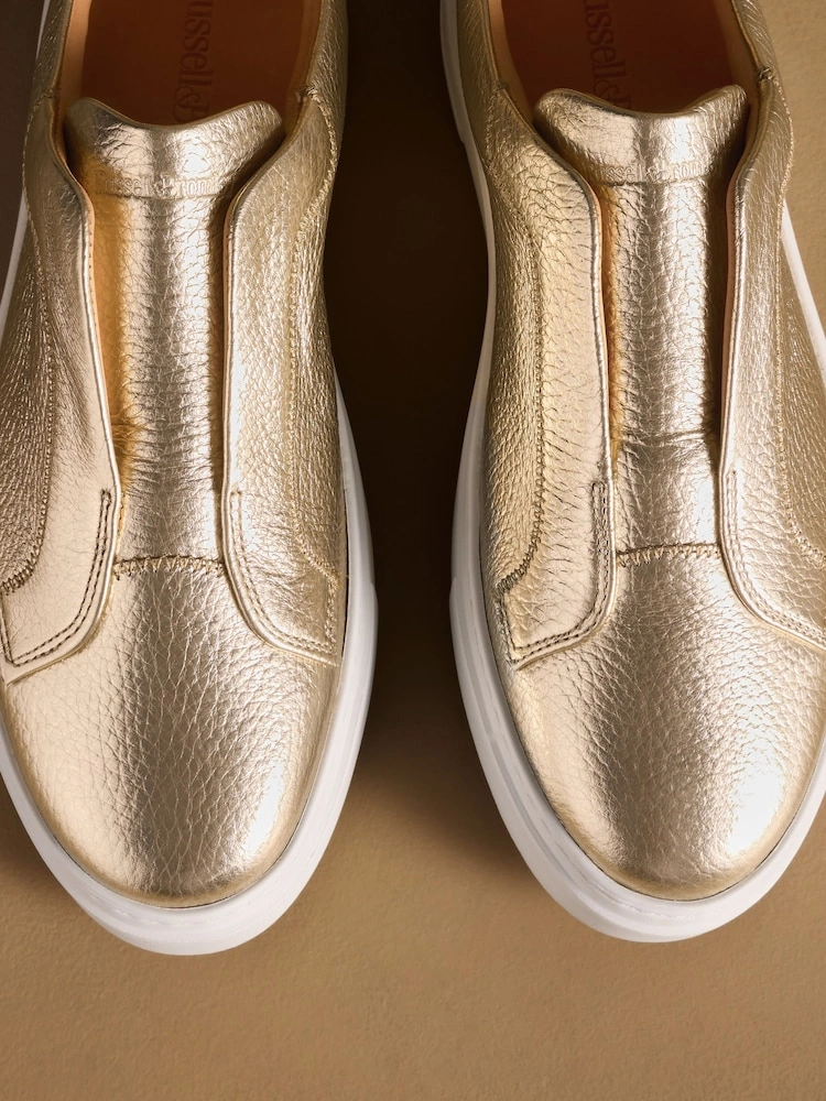 Gold Laceless Flatform Slip-On Trainers image 4