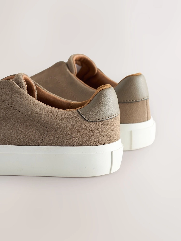 Neutral Suede Elastic Lace Smart Trainers image 3
