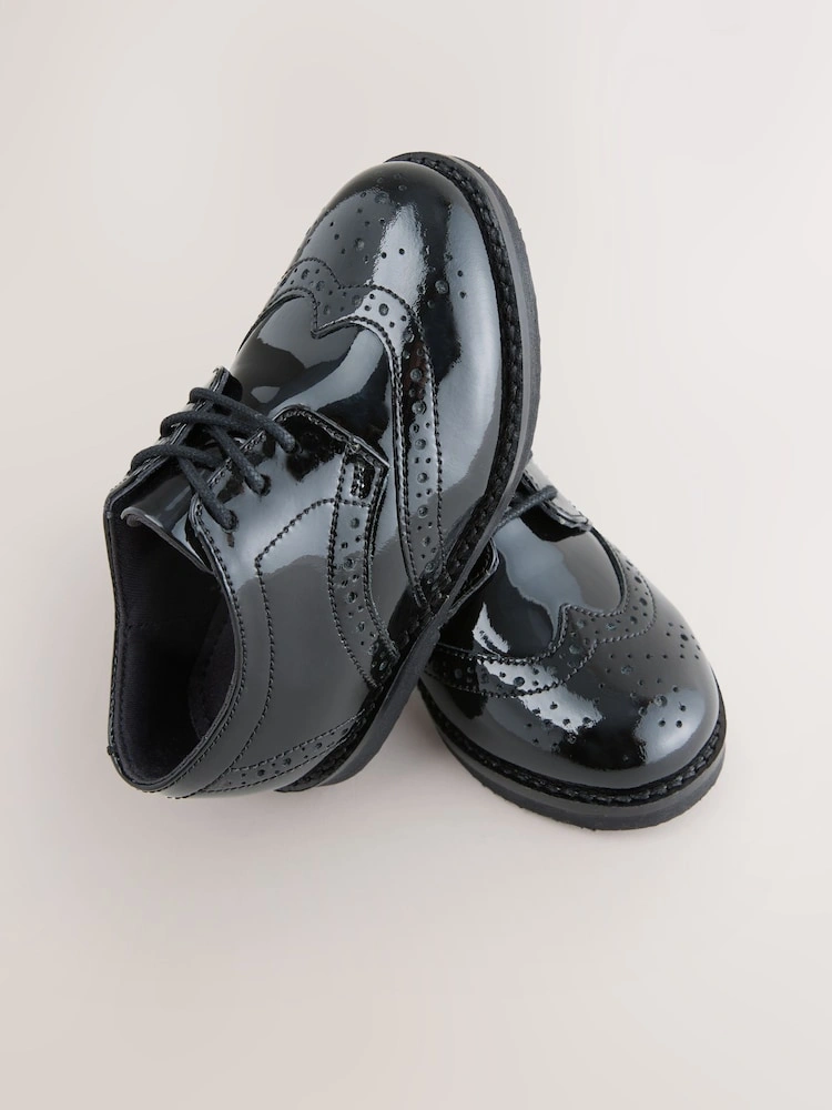 Black Smart Leather Brogue Shoes (Standard Fit) image 4