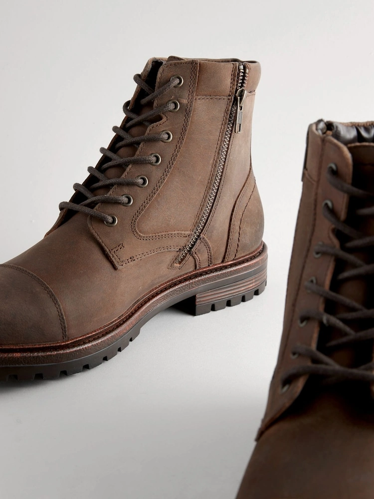 Leather Toe Cap Lace-Up Boots image 2