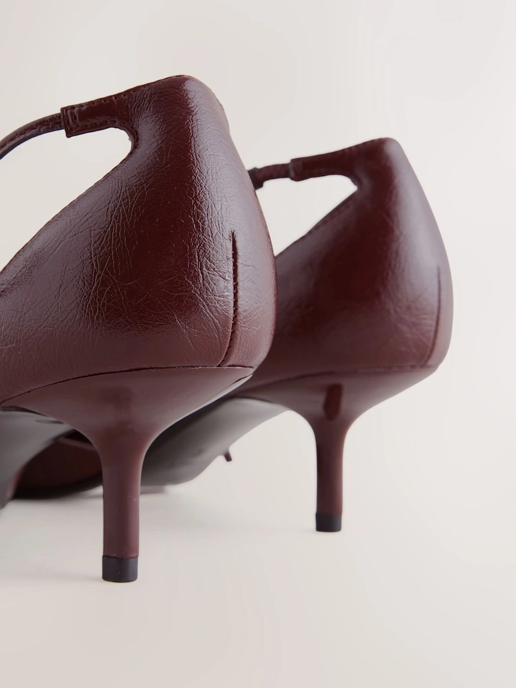 Burgundy Pointed Toe Bow Two-Part Heels image 5