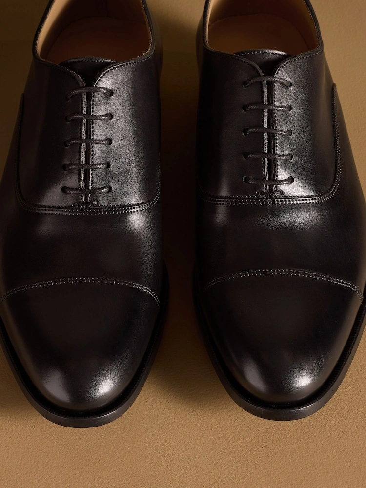 Tan Leather Toe Cap Oxford Shoes image 5