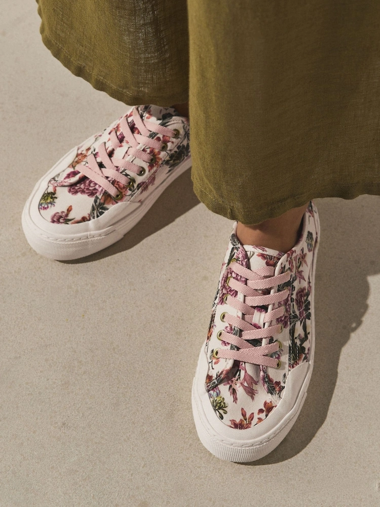 Floral Canvas Lace-Up Trainers image 5