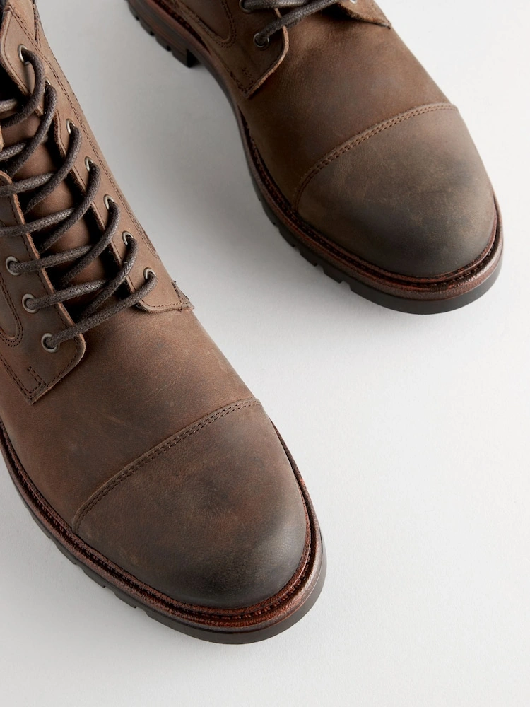 Leather Toe Cap Lace-Up Boots image 3
