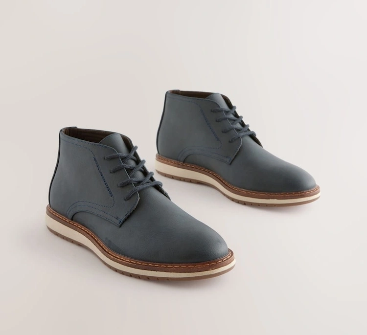 Navy Blue Sports-Inspired Desert Boots