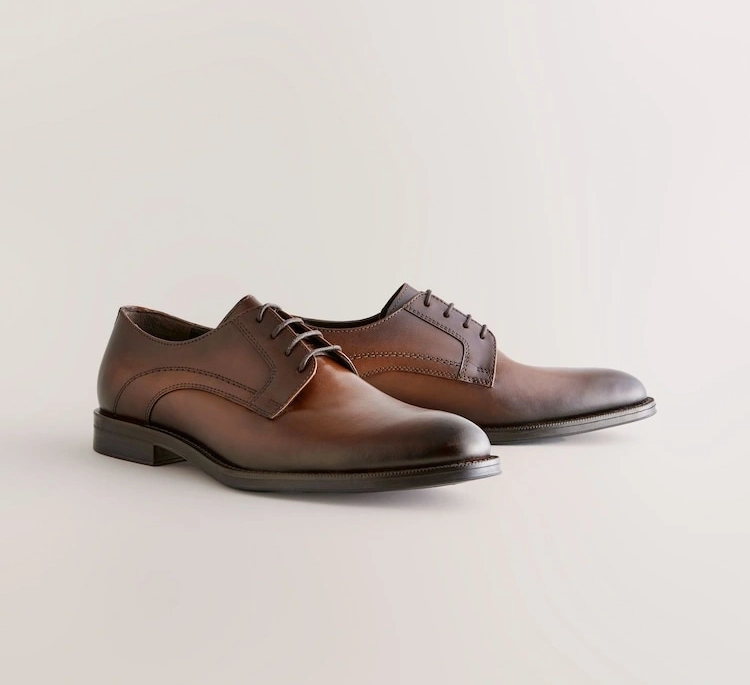 Brown Leather Derby Formal Shoes