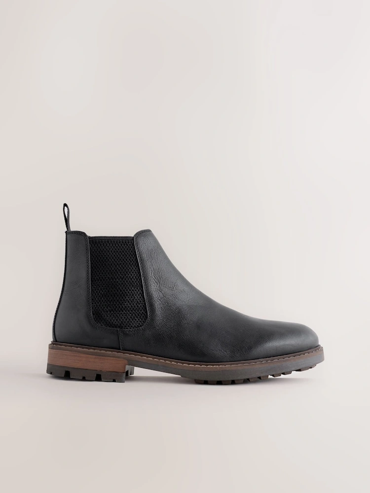 Black Casual Leather Chelsea Boots image 5