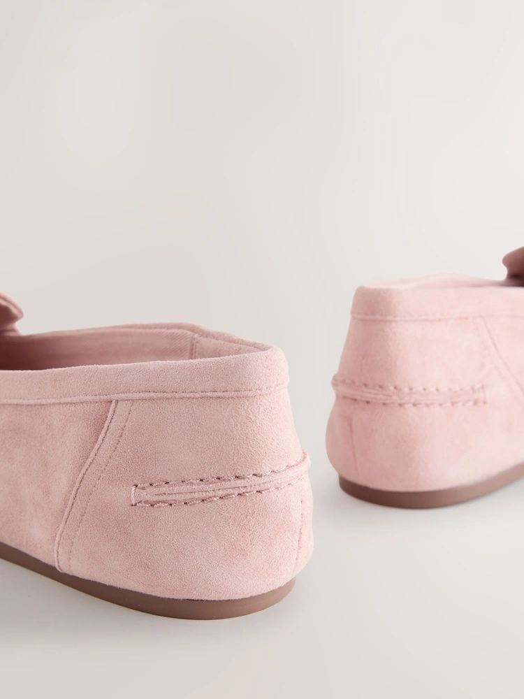 Blush Pink Ruched Suede Comfort Loafers image 6