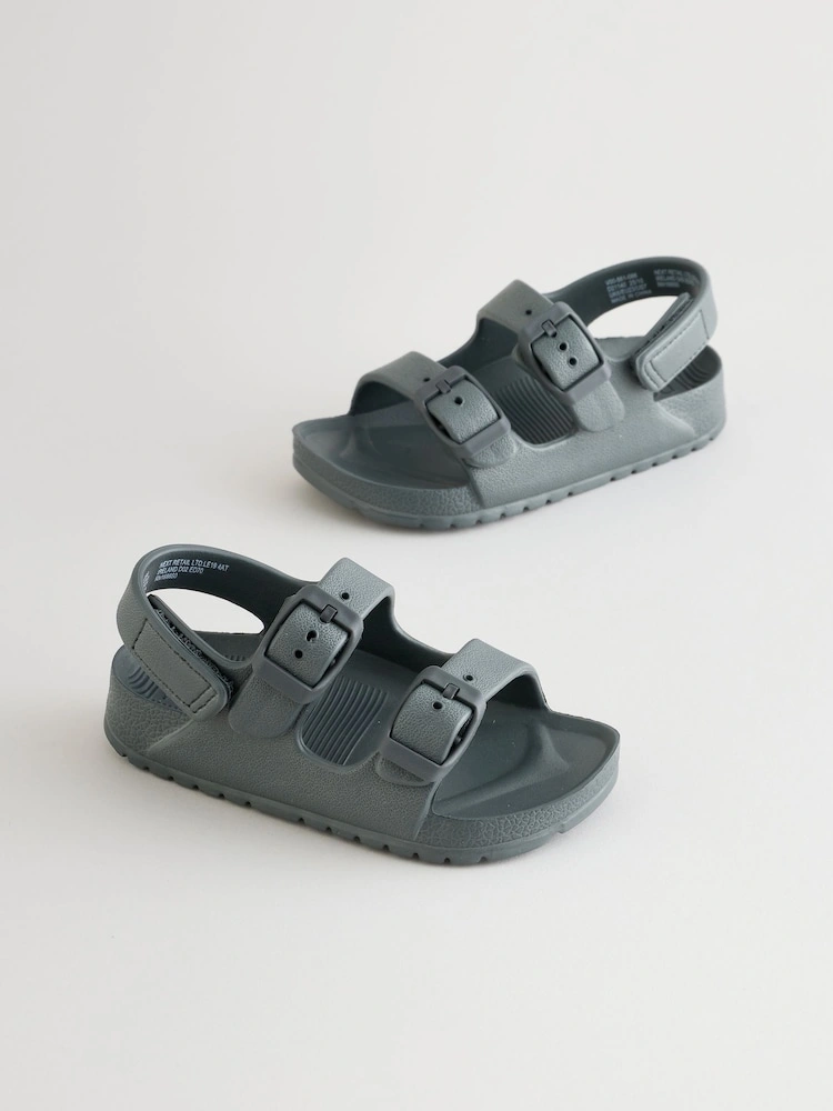 Charcoal Grey Double Buckle EVA Sandals (Ankle Strap)