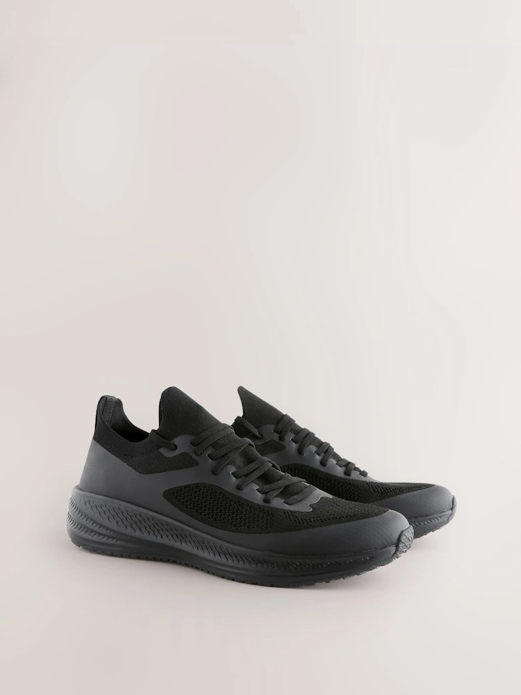 Black Flyknit Elastic Lace Trainers