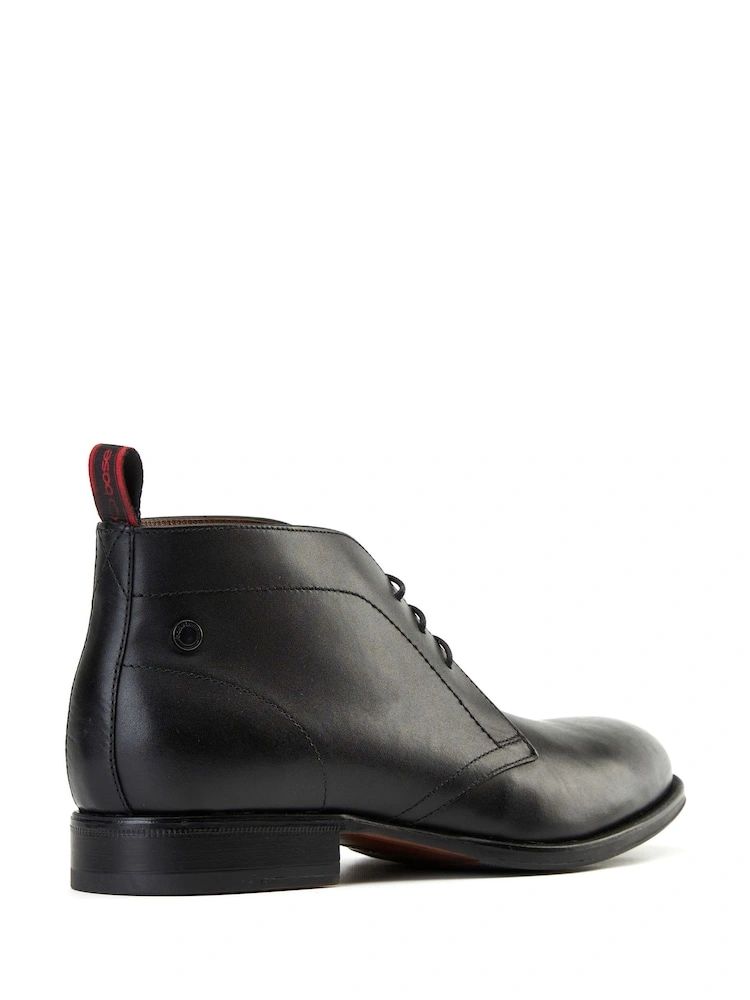 Black Leather Chukka Boots with Lace Detail image 2