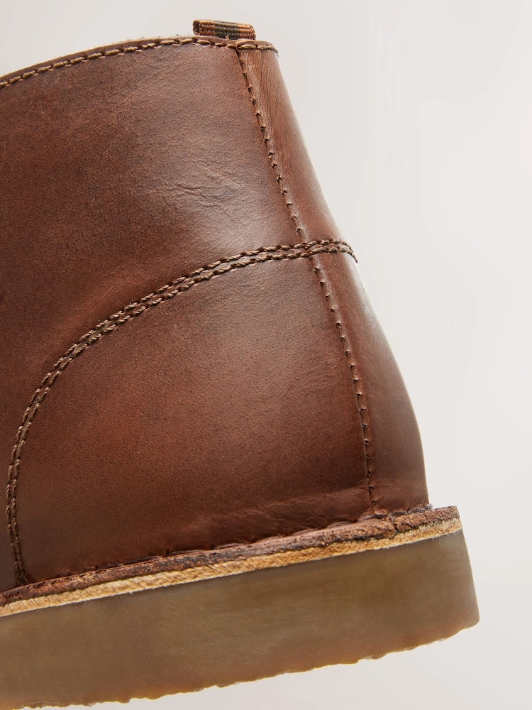 Tan Brown Leather Desert Boots image 3