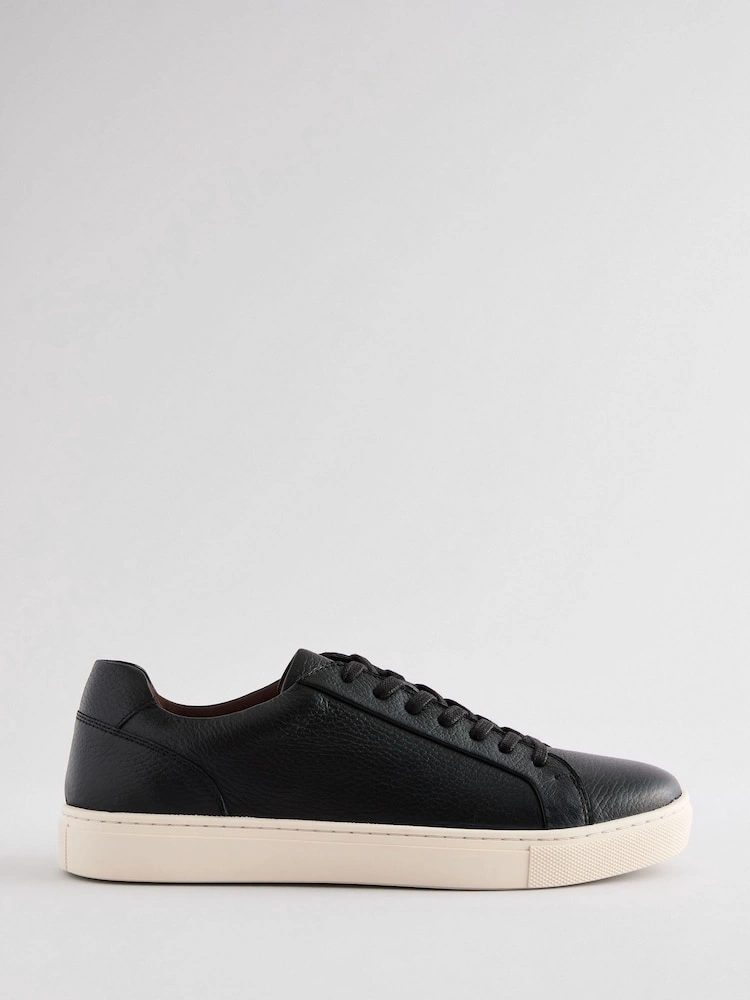 Black Leather Smart-Casual Trainers image 5