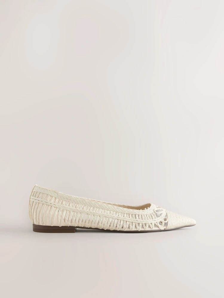 White Point Toe Raffia Ballet Flats image 7