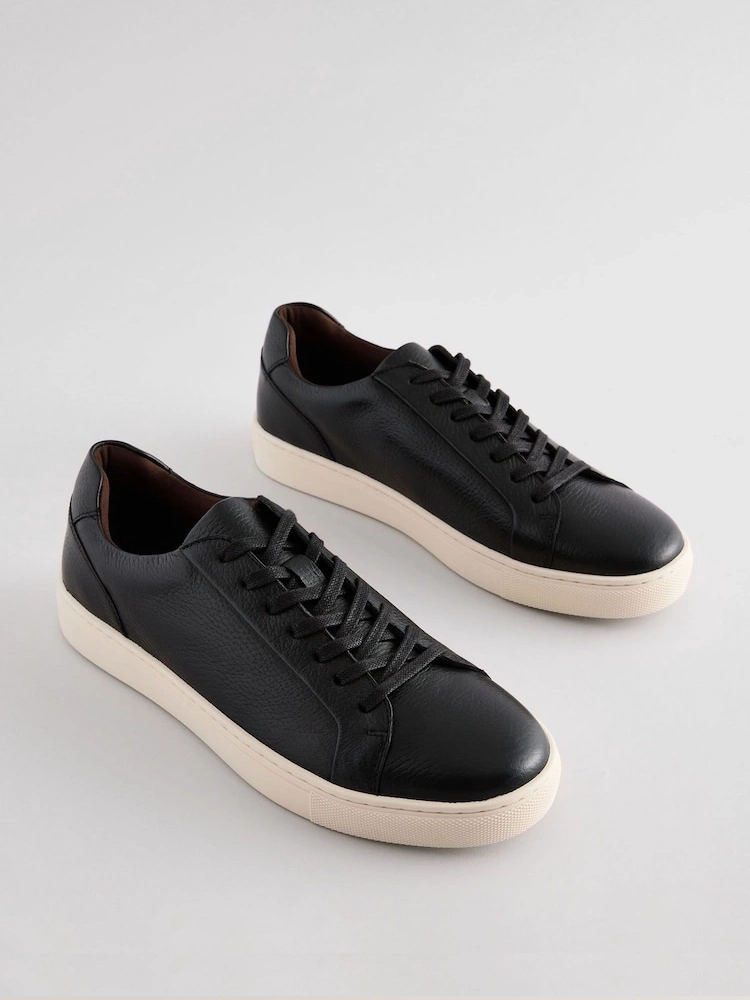 Black Leather Comfort Trainers