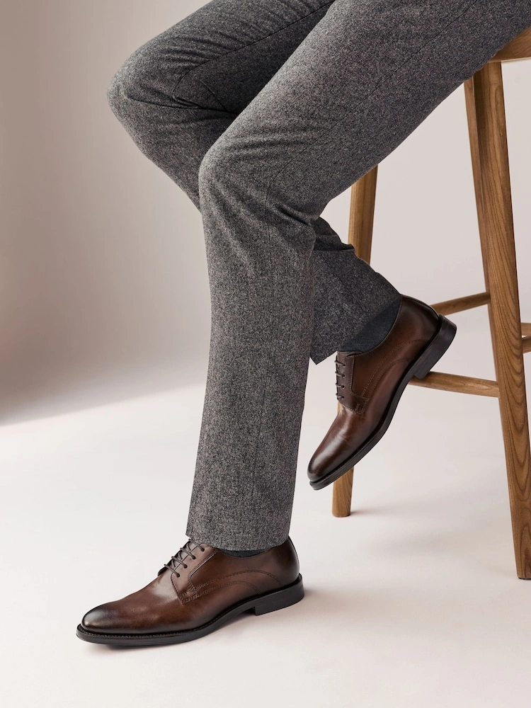 Brown Leather Derby Formal Shoes image 6