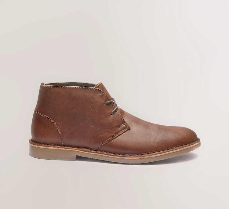 Tan Brown Leather Desert Boots