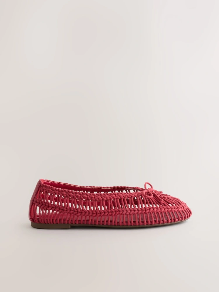 Red Rope Detail Round Toe Ballet Flats image 6