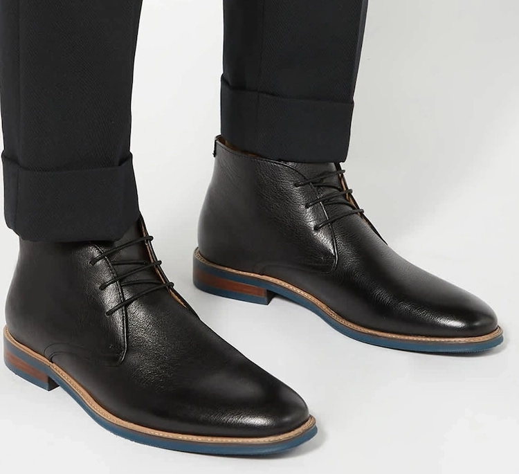 Black Leather Brogue Lace-Up Shoes