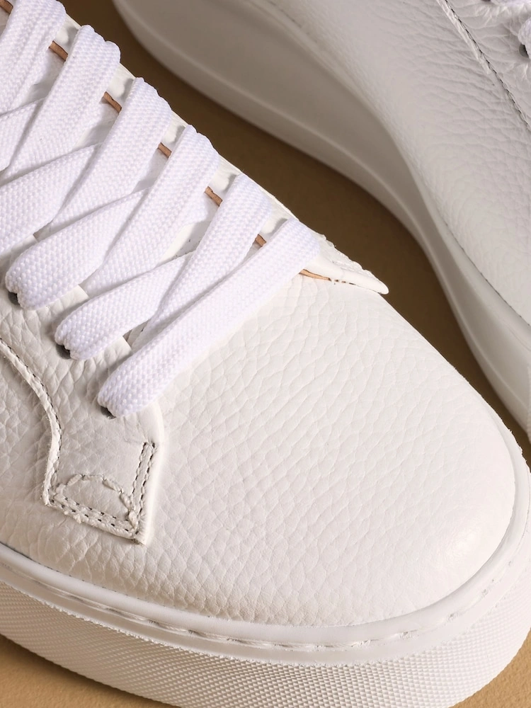 White Flatform Lace-Up Trainers with Metallic Detail image 3
