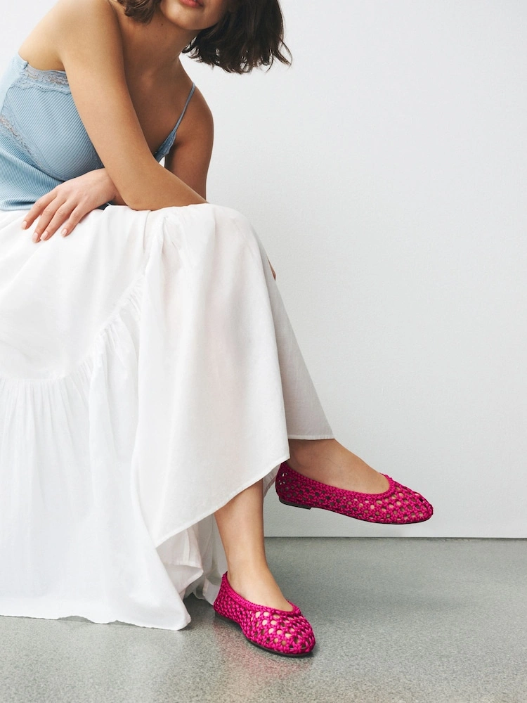 Pink Woven Satin Comfort Ballet Flats image 4