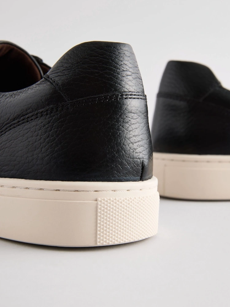 Black Leather Smart-Casual Trainers image 3
