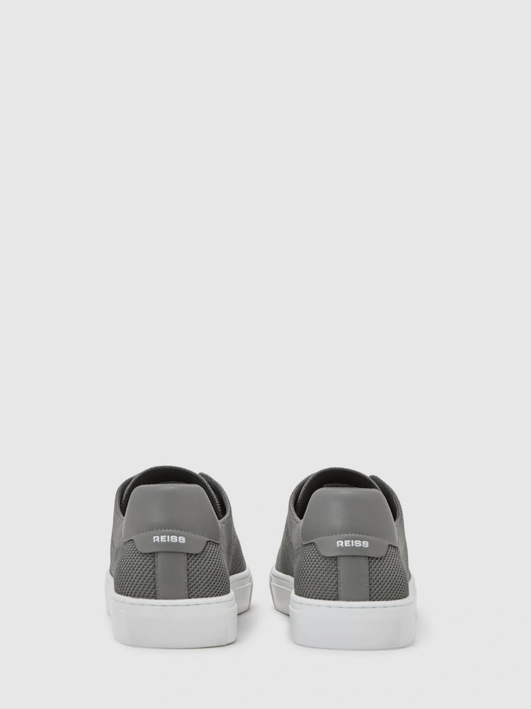 Grey Knitted Low-Top Lace-Up Trainers image 3