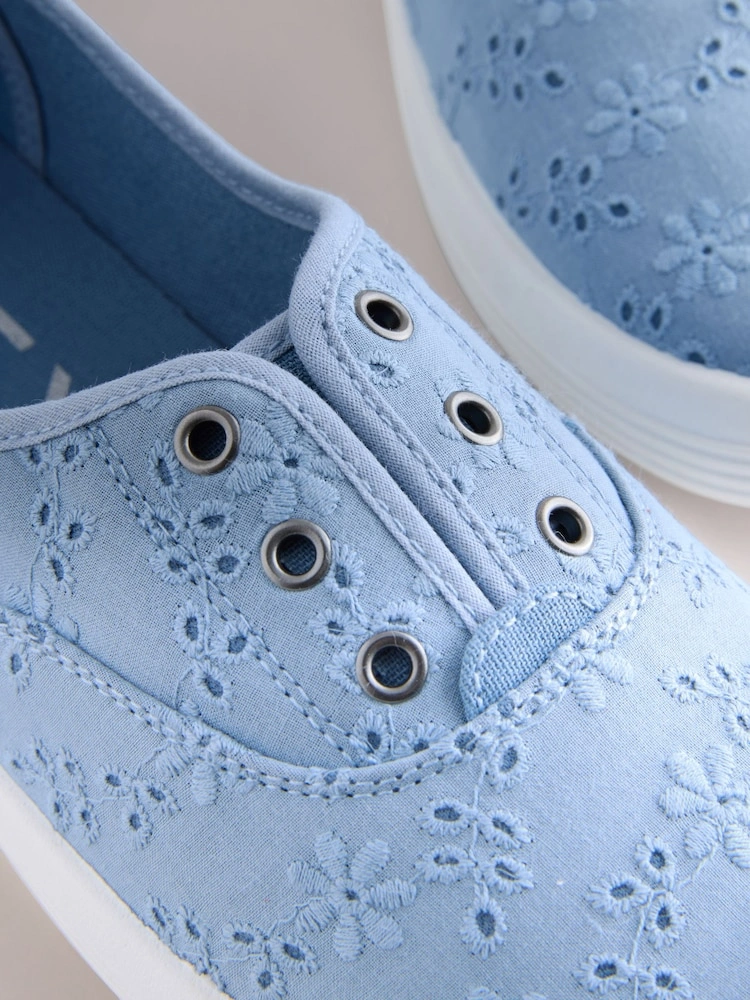 Blue Canvas Laceless Slip-On Trainers image 2