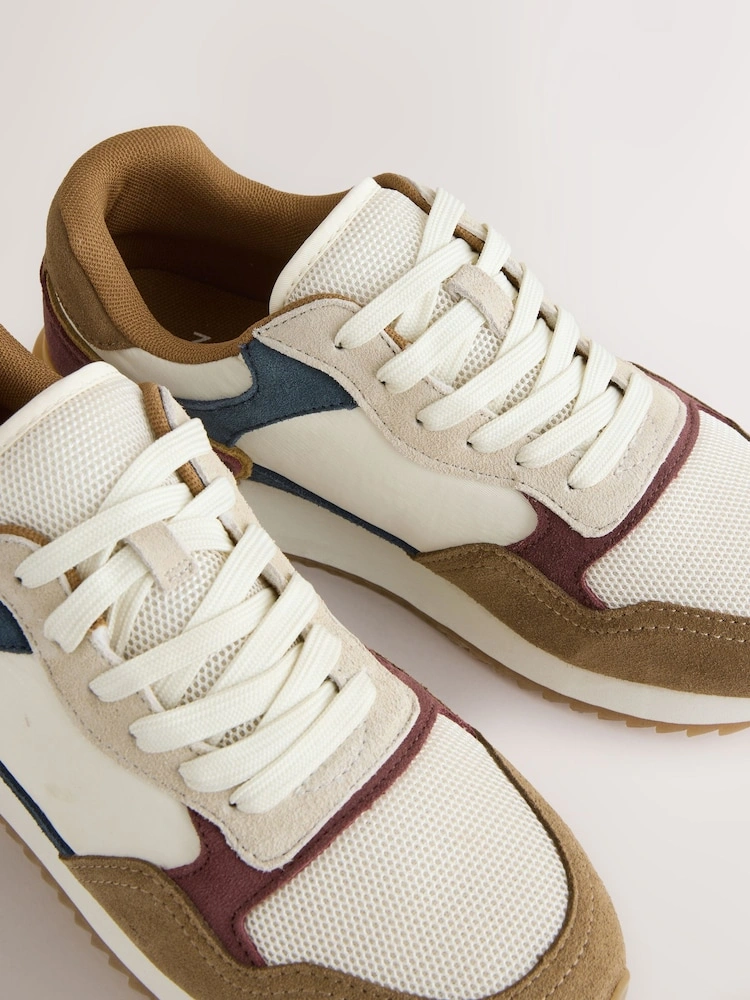 Multi-Colour Suede Trim Panelled Trainers image 2