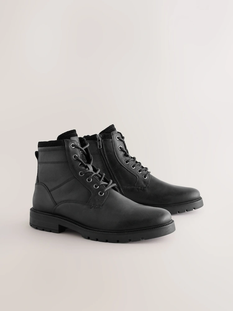 Leather Zip-Up Borg Lined Boots image 4