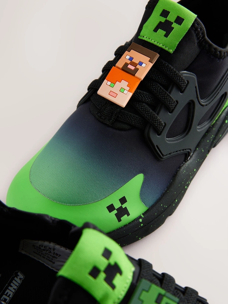 Black Minecraft Elastic Lace Trainers image 2