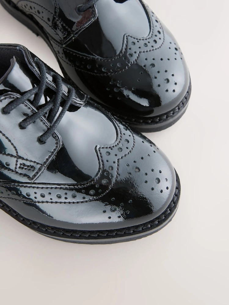 Black Smart Leather Brogue Shoes (Standard Fit) image 3