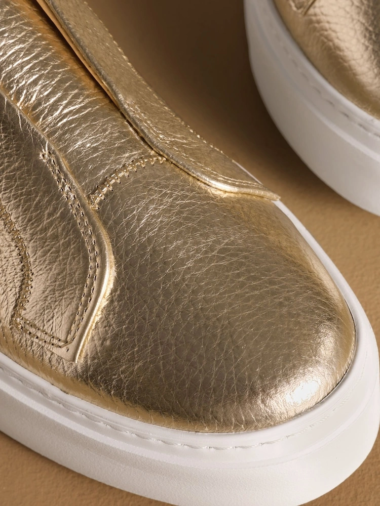 Gold Laceless Flatform Slip-On Trainers image 3