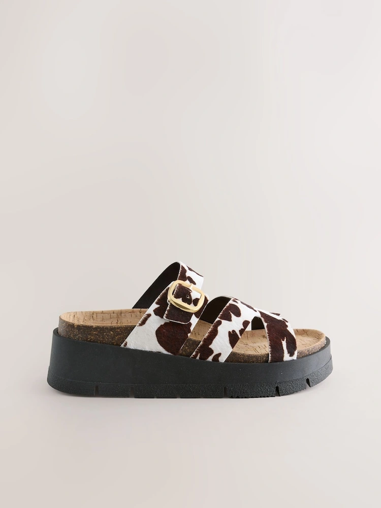 Leather Buckle Strap Flatform Wedge Sandals image 5