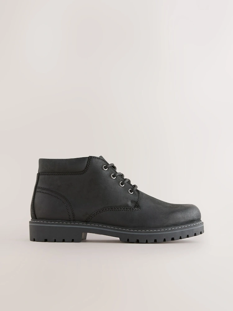 Black Rugged Leather Ankle Boots image 5