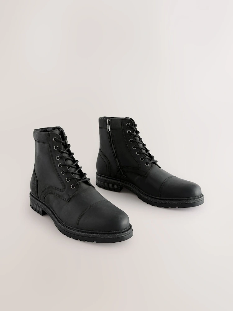 Leather Toe Cap Lace-Up Boots image 5