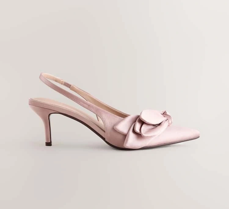 Pink Pointed Toe Petal Slingback Heels