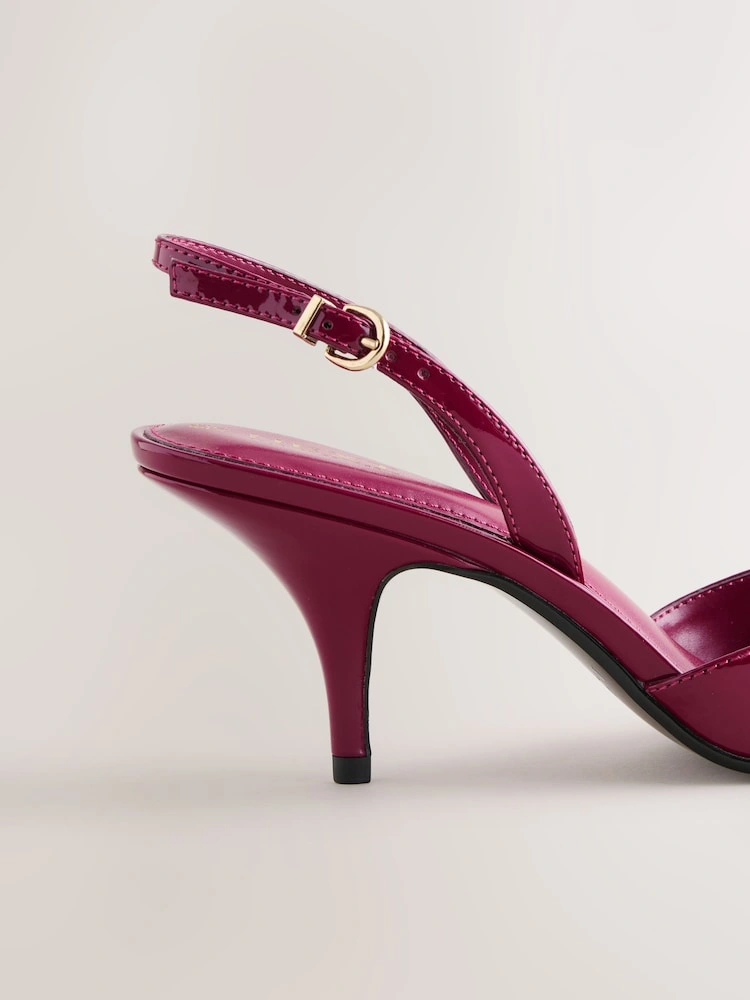 Pink Patent Pointed Toe Slingback Curvy Heels image 5