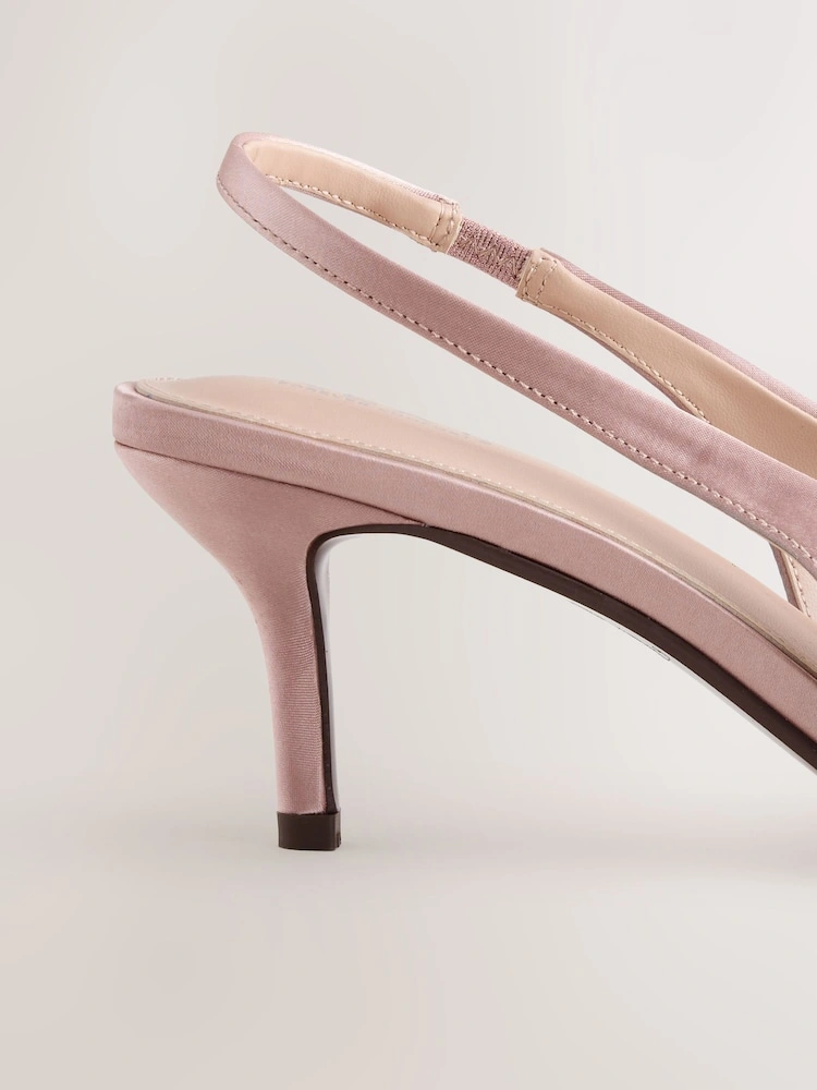 Pink Pointed Toe Petal Slingback Heels image 4
