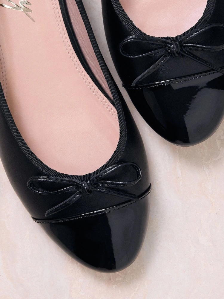 Black Contrast Toe Cap Ballet Flats image 4
