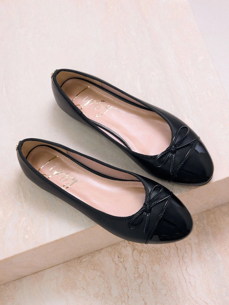 Black Contrast Toe Cap Ballet Flats image 3