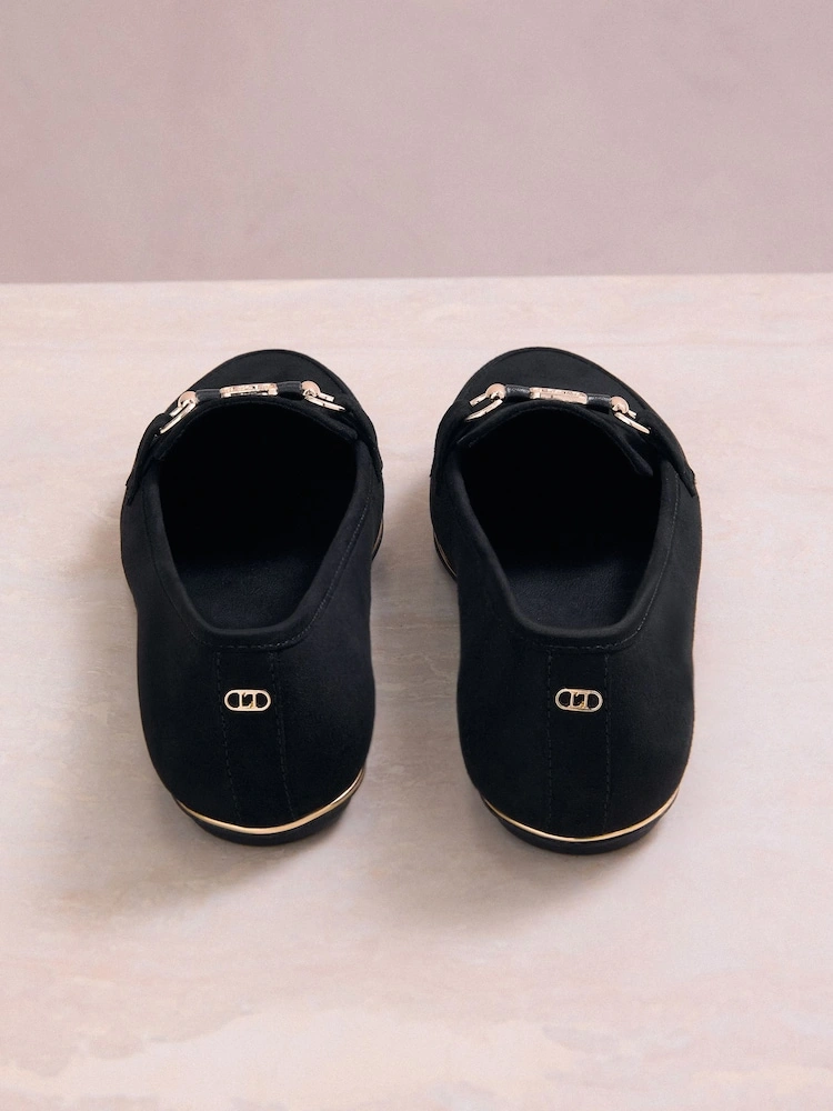 Black Faux Suede Chain Detail Workwear Loafers image 4