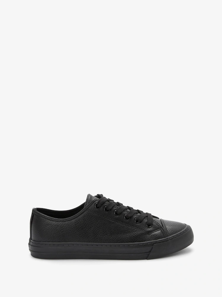 Black Patent Lace-Up Baseball Trainers image 5