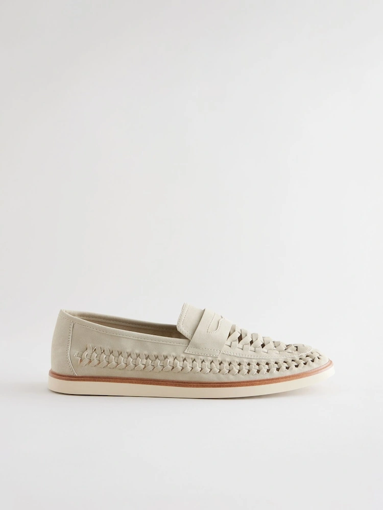 Chalk White Woven Comfort Loafers image 5