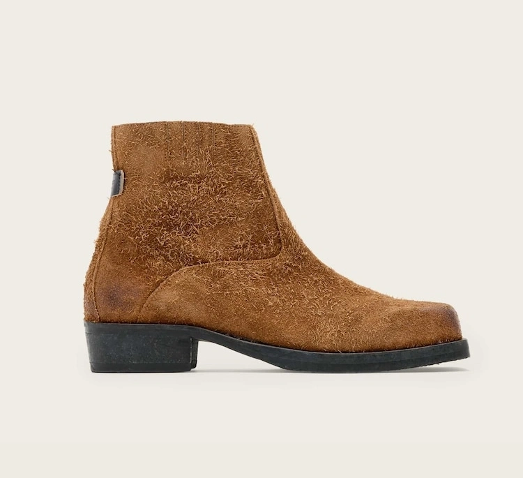 Brown Square Toe Western-Inspired Boots
