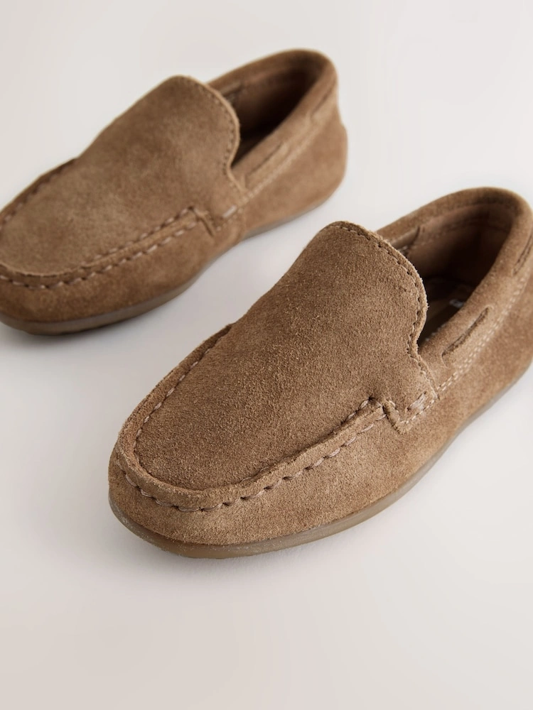 Tan Suede Slip-On Loafer Shoes (Wide Fit) image 2