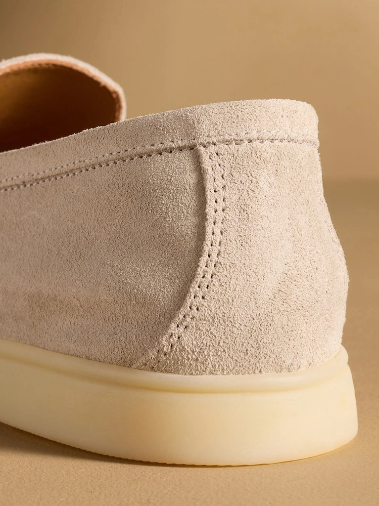 Taupe Suede Soft Slip-On Loafers image 5