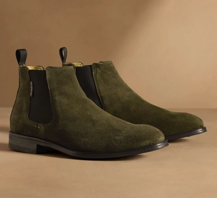 Olive Green Suede Chelsea Boots