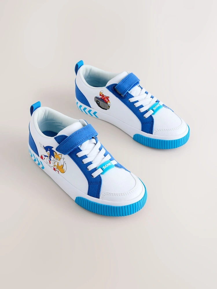 White & Blue Sonic Touch-Fastening Trainers
